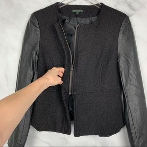 NWT For Cynthia Wool-Blend Leather Blazer Jacket L